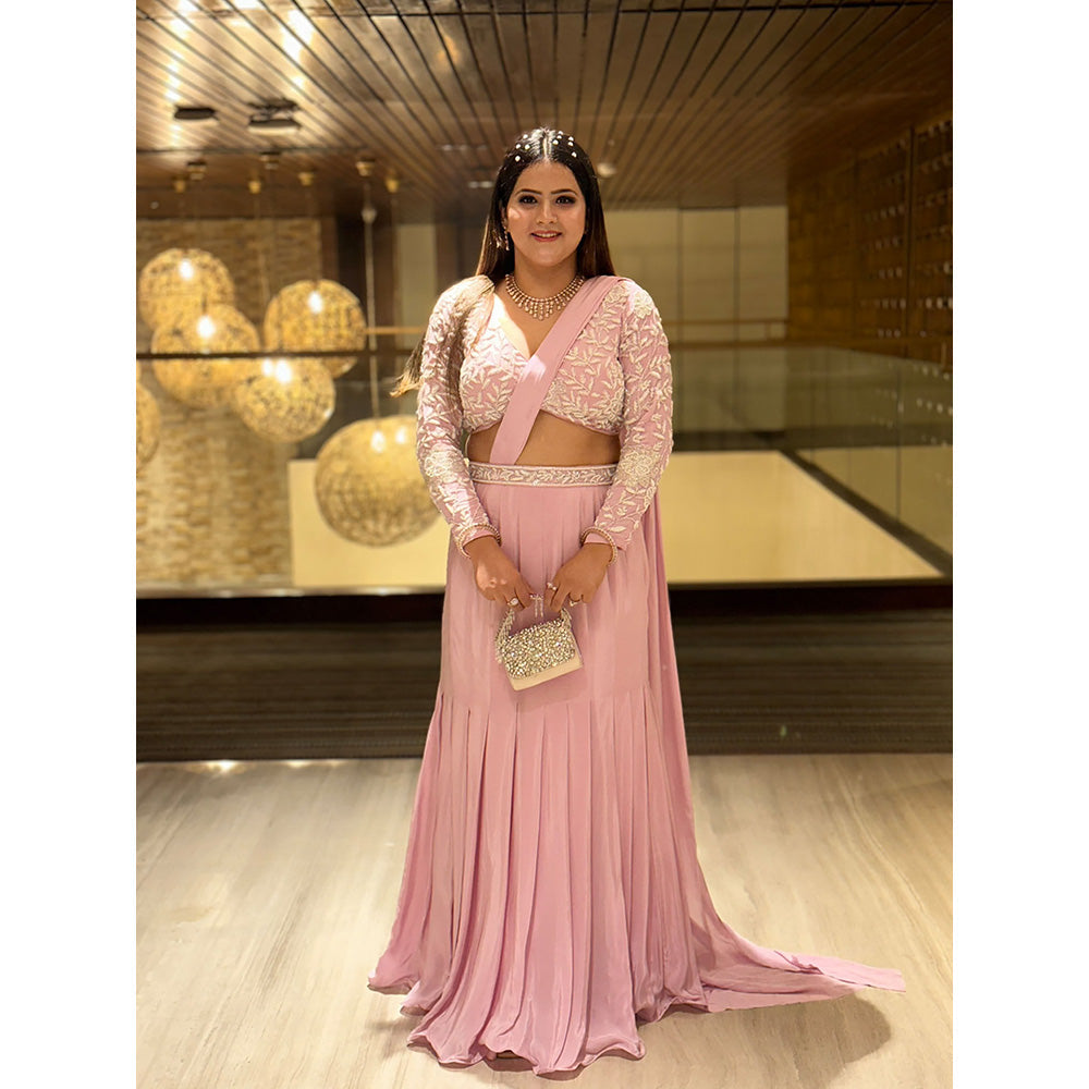 Glamique by Gungun Blush Pink Saree with Stitched Blouse