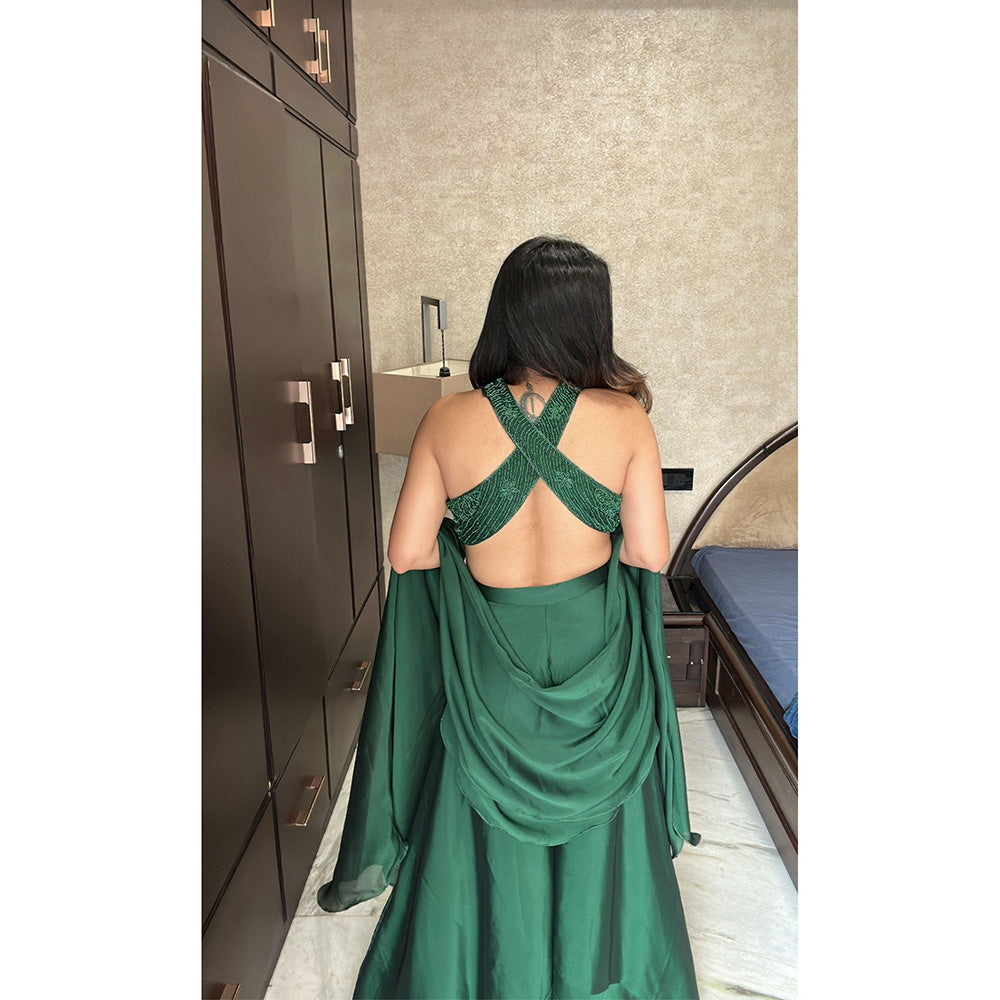 Glamique by Gungun Green Sharara with Blouse and Dupatta (Set of 3)