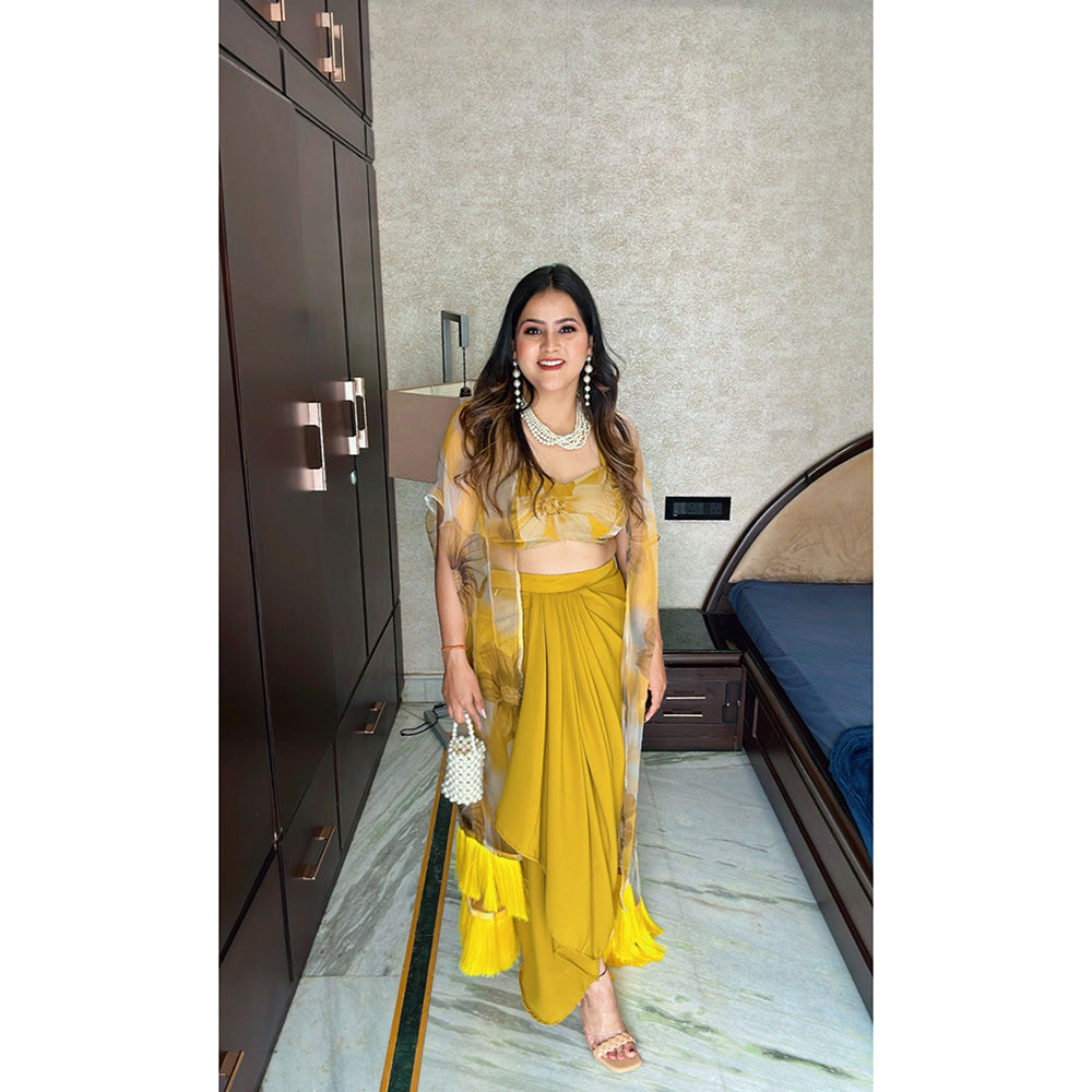Glamique by Gungun Mustard Cape with Skirt and Blouse (Set of 3)