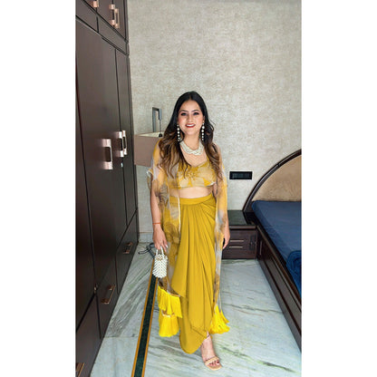 Glamique by Gungun Mustard Cape with Skirt and Blouse (Set of 3)