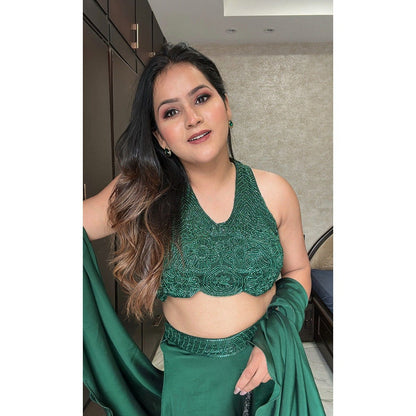 Glamique by Gungun Women Green Blouse with Palazzo and Dupatta (Set of 3)