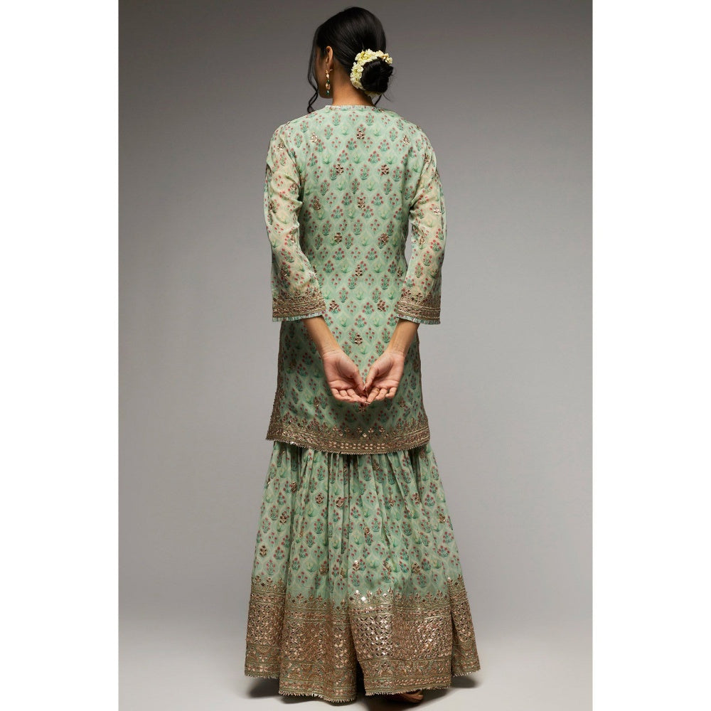 Gopi Vaid Turquoise Nusrat Sharara (Set of 3)