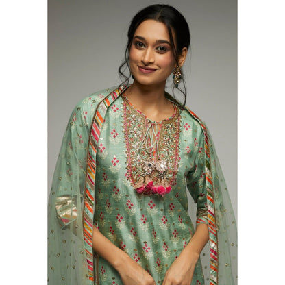 Gopi Vaid Blue Tilla Short Garara (Set of 3)
