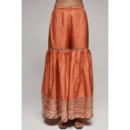 Gopi Vaid Orange Tilla Short Garara (Set of 3)