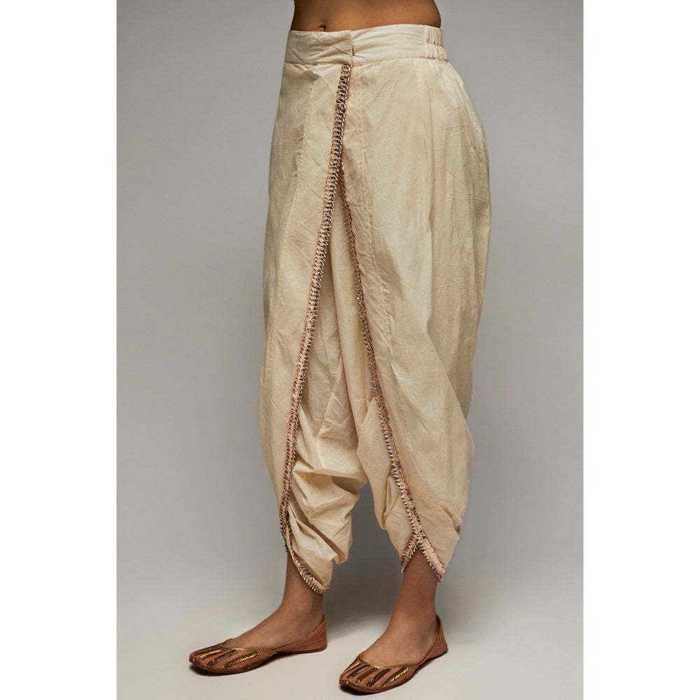 Gopi Vaid Orange Tilla Dhoti (Set of 2)