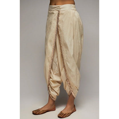 Gopi Vaid Orange Tilla Dhoti (Set of 2)