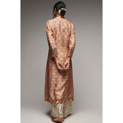 Gopi Vaid Blush Pink Tilla Jacket Tunic Tilla Fo Palazzo (Set of 2)