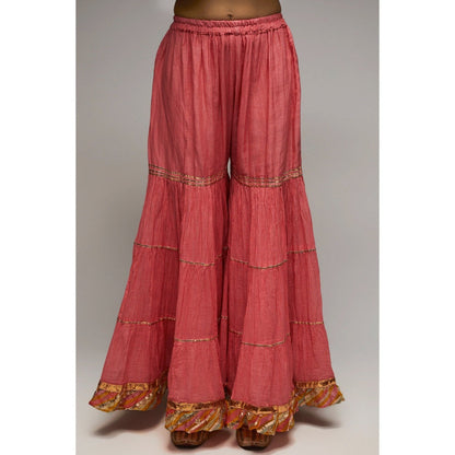 Gopi Vaid Pink Rashida Short Sharara (Set of 3)