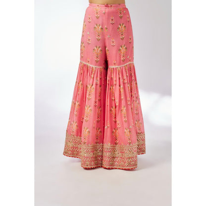Gopi Vaid Pink Sadhna Sharara with Kurta and Dupatta (Set of 3)