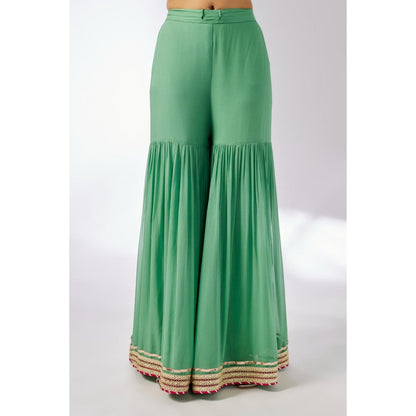 Gopi Vaid Green Aditi Sharara with Kurta and Dupatta (Set of 3)
