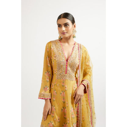 Gopi Vaid Mustard Ekta Dhoti with Kurta and Dupatta (Set of 3)