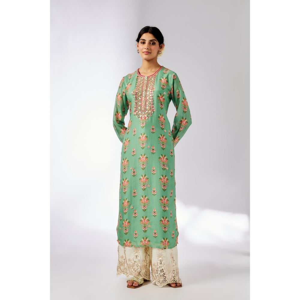 Gopi Vaid Green Dhara Kurta