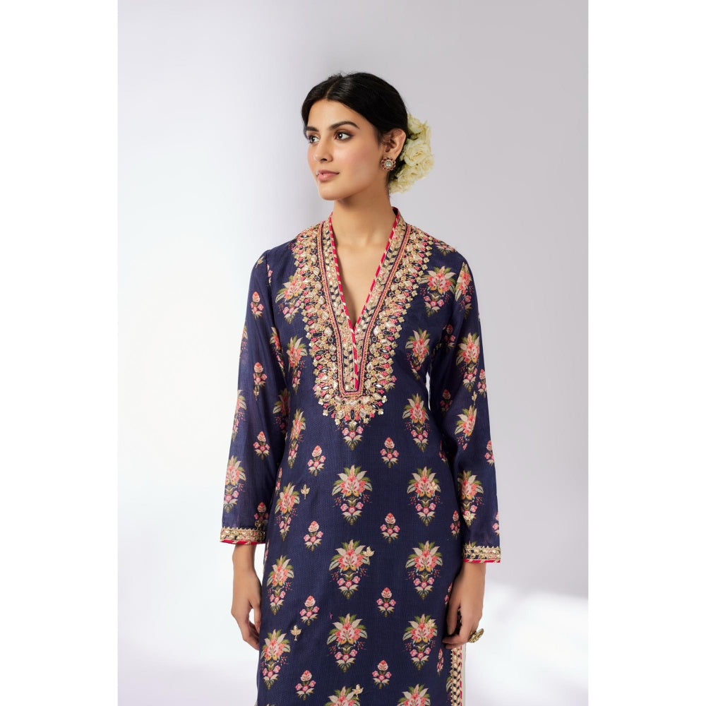 Gopi Vaid Navy Blue Gargi Kurta