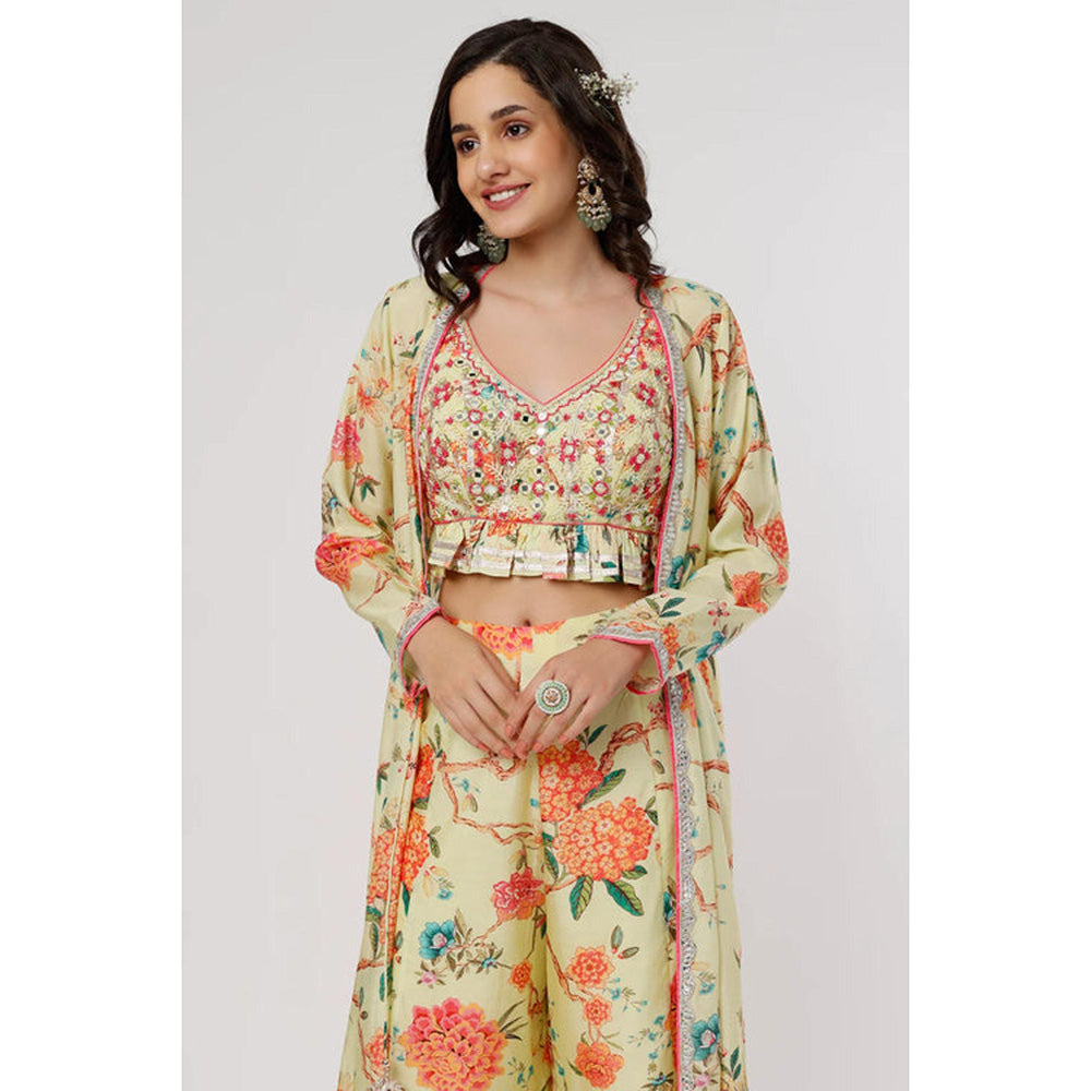 Gopi Vaid Kamli Panel pant cape set