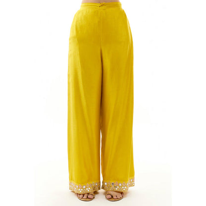 Gopi Vaid Yellow Embroidered Kurta Pants Dupatta