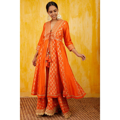 Gopi Vaid Marigold Brocade Fo With Sharara