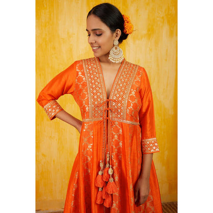 Gopi Vaid Marigold Brocade Fo With Sharara