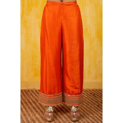 Gopi Vaid Marigold Marodi Embroidered Kaftan Tunic Set