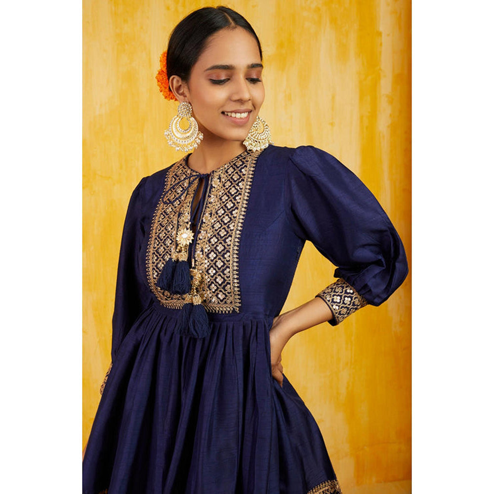 Gopi Vaid Marigold Brocade Peplum With Garara