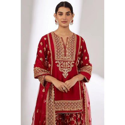 Gopi Vaid Marigold Brocade Short Garara Set