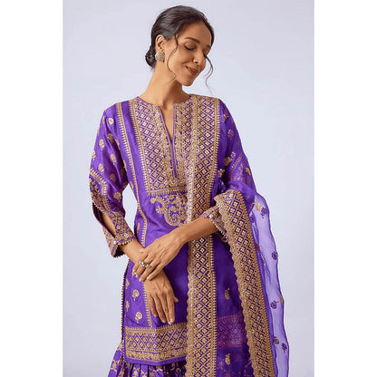Gopi Vaid Marigold Brocade Short Garara Set