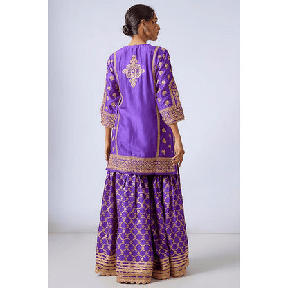 Gopi Vaid Marigold Brocade Short Garara Set