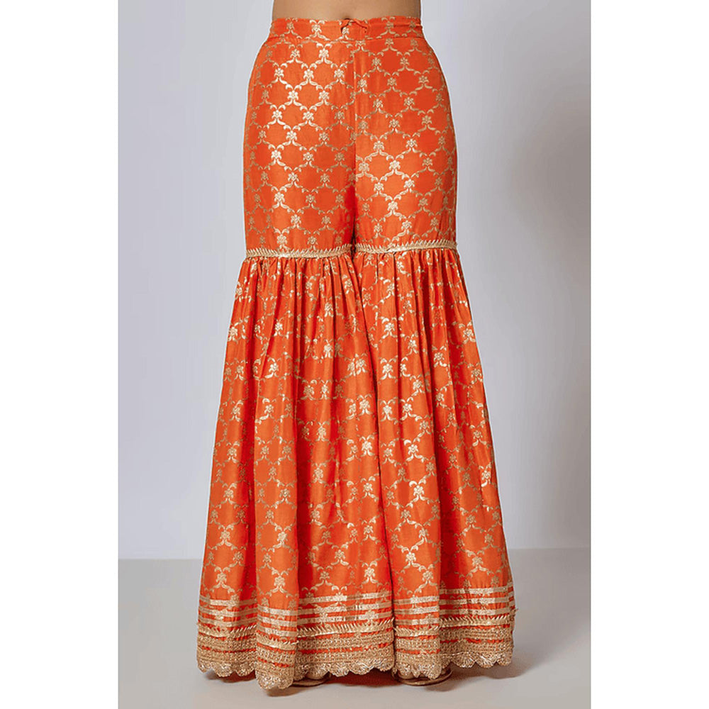 Gopi Vaid Marigold Brocade Short Garara Set