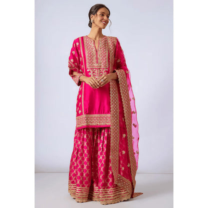 Gopi Vaid Marigold Brocade Short Garara Set