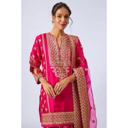 Gopi Vaid Marigold Brocade Short Garara Set