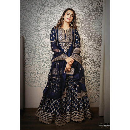 Gopi Vaid Marigold Brocade Short Garara Set-Divyanka Tripathi