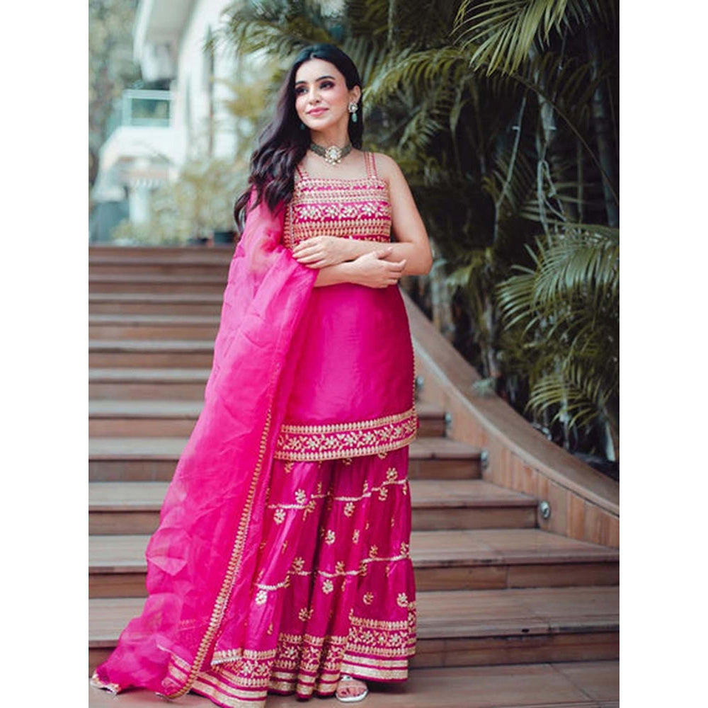 Gopi Vaid Ankita Sharma in Marigold Aarva Strappy Sharara Set