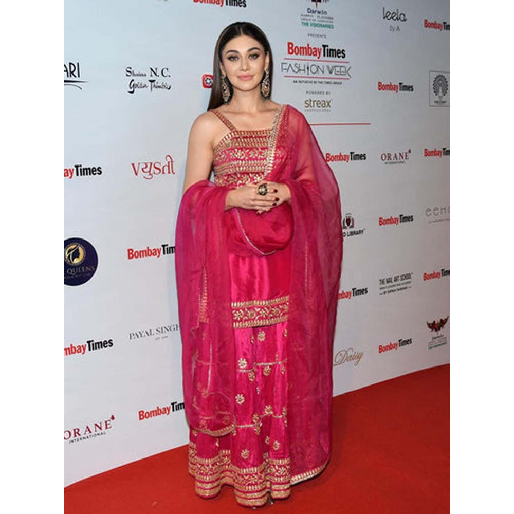 Gopi Vaid Ankita Sharma in Marigold Aarva Strappy Sharara Set