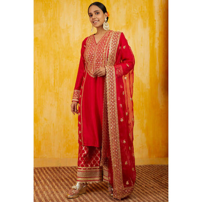 Gopi Vaid Marigold Brocade Tunic Set