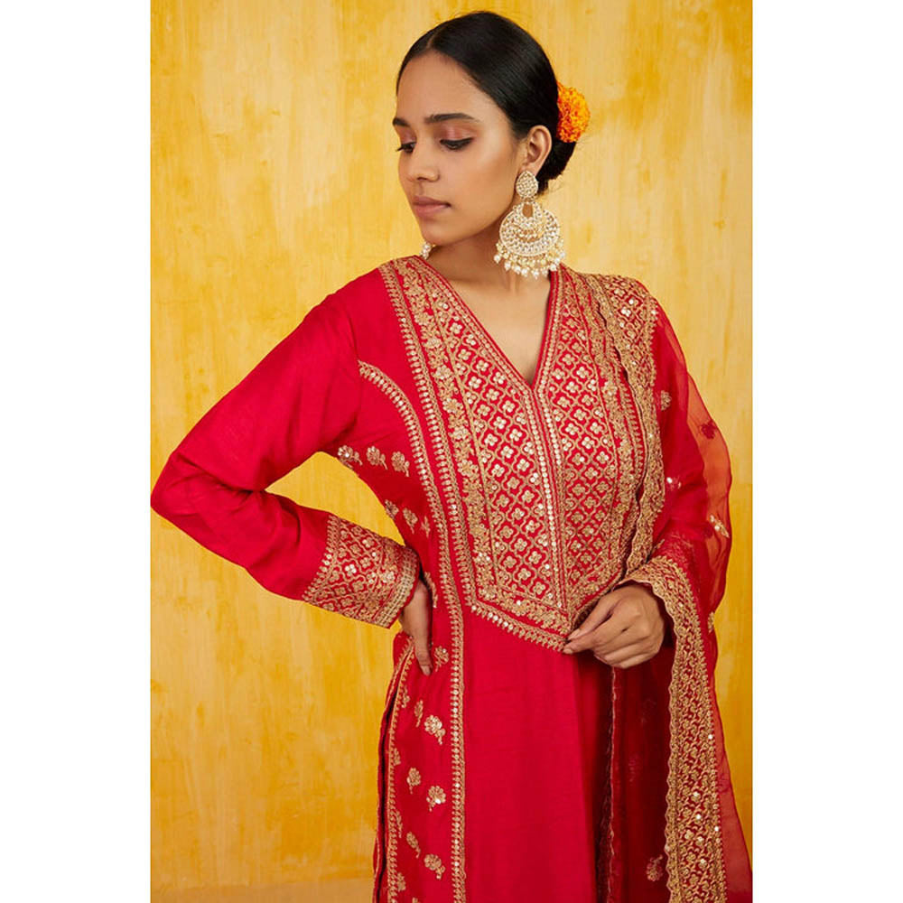 Gopi Vaid Marigold Brocade Tunic Set