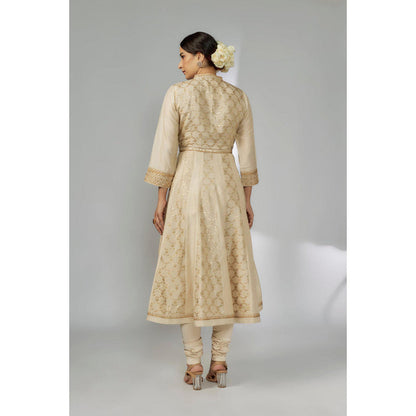 Gopi Vaid Marigold Brocade FO Set with Churidar