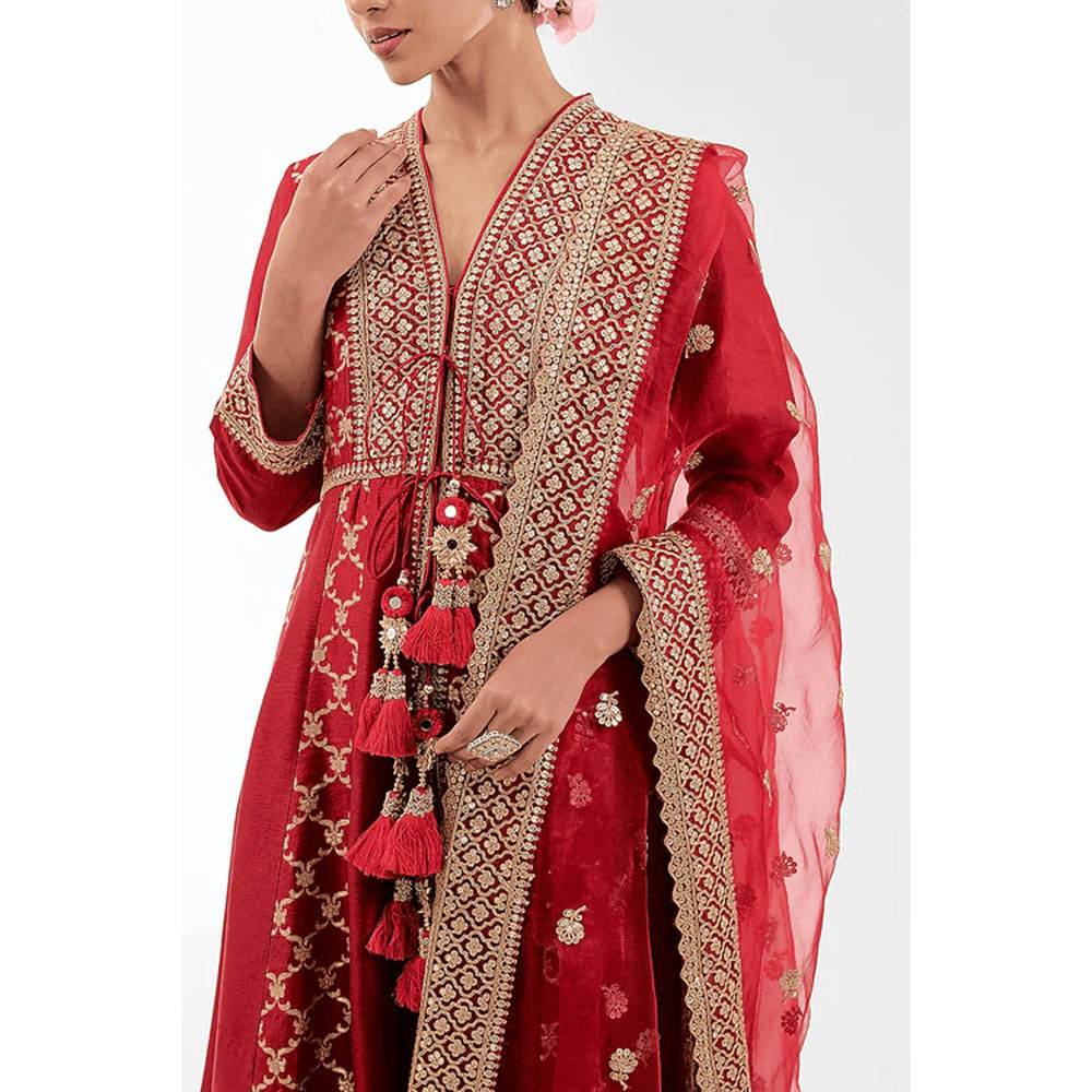 Gopi Vaid Marigold Brocade FO Set with Churidar