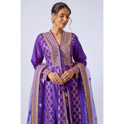 Gopi Vaid Marigold Brocade FO Set with Churidar-Elli AvrRam