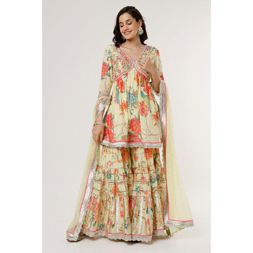 Gopi Vaid Arira V neck peplum sharara Set