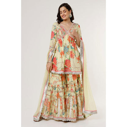 Gopi Vaid Arira V neck peplum sharara Set