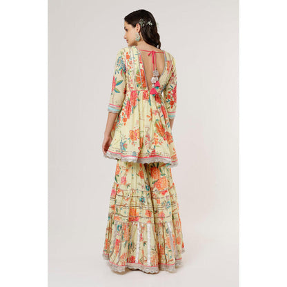 Gopi Vaid Arira V neck peplum sharara Set