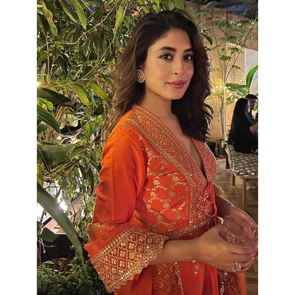Gopi Vaid Marigold Brocade FO Set with Churidar-Kritika Kamra
