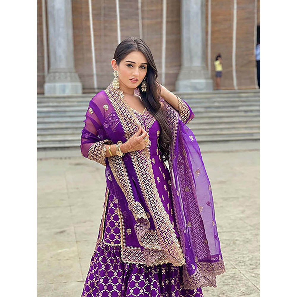 Gopi Vaid Marigold Brocade Strappy Set