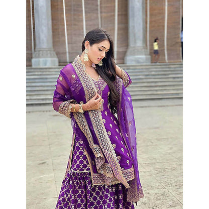Gopi Vaid Marigold Brocade Strappy Set