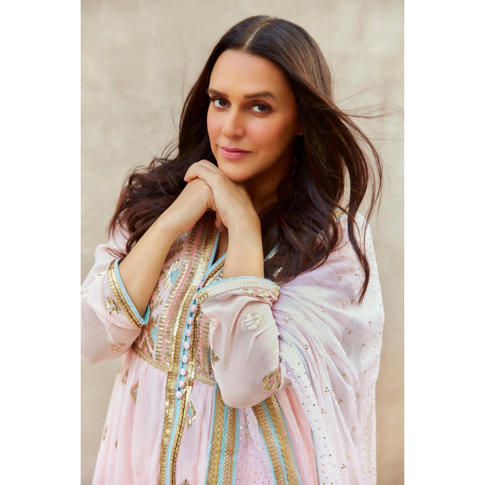 Gopi Vaid Neha Dhupia in Aziza tiered AG set