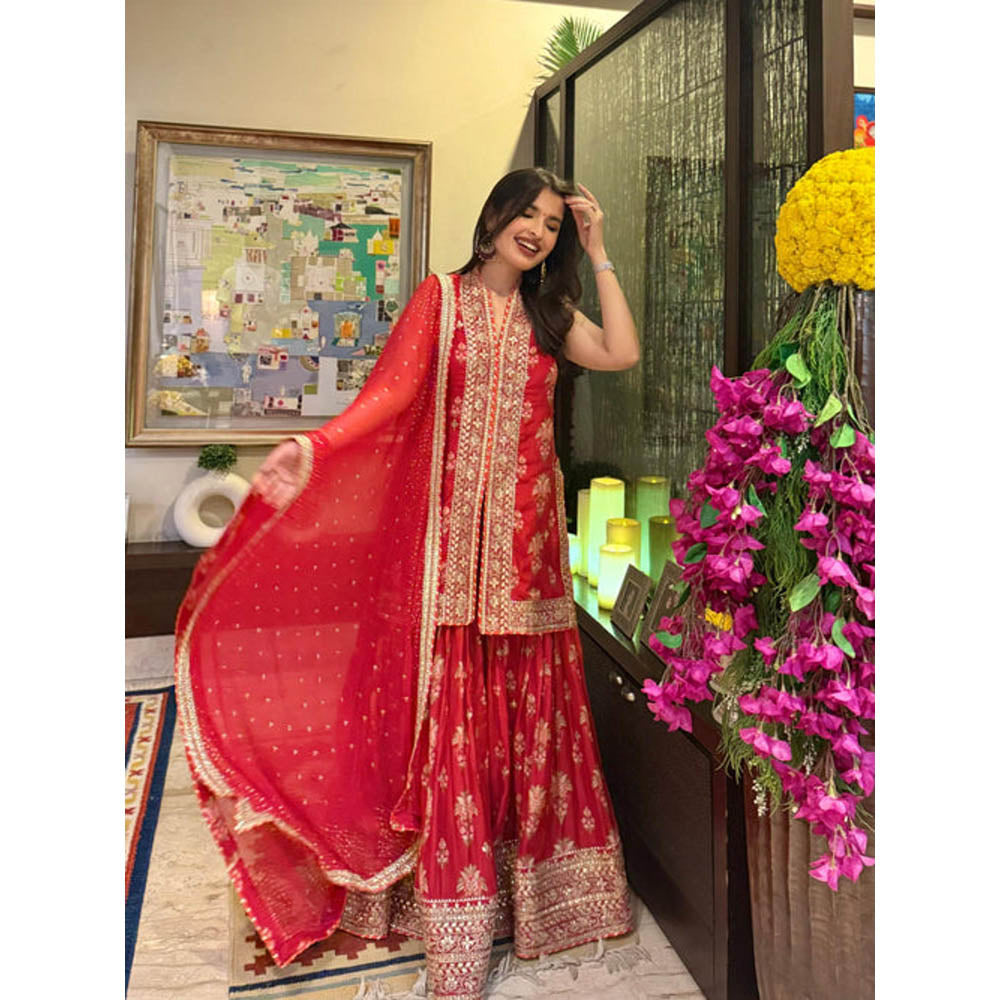 Gopi Vaid Dhriti Sleeveless Sharara Set-Saachi Daga