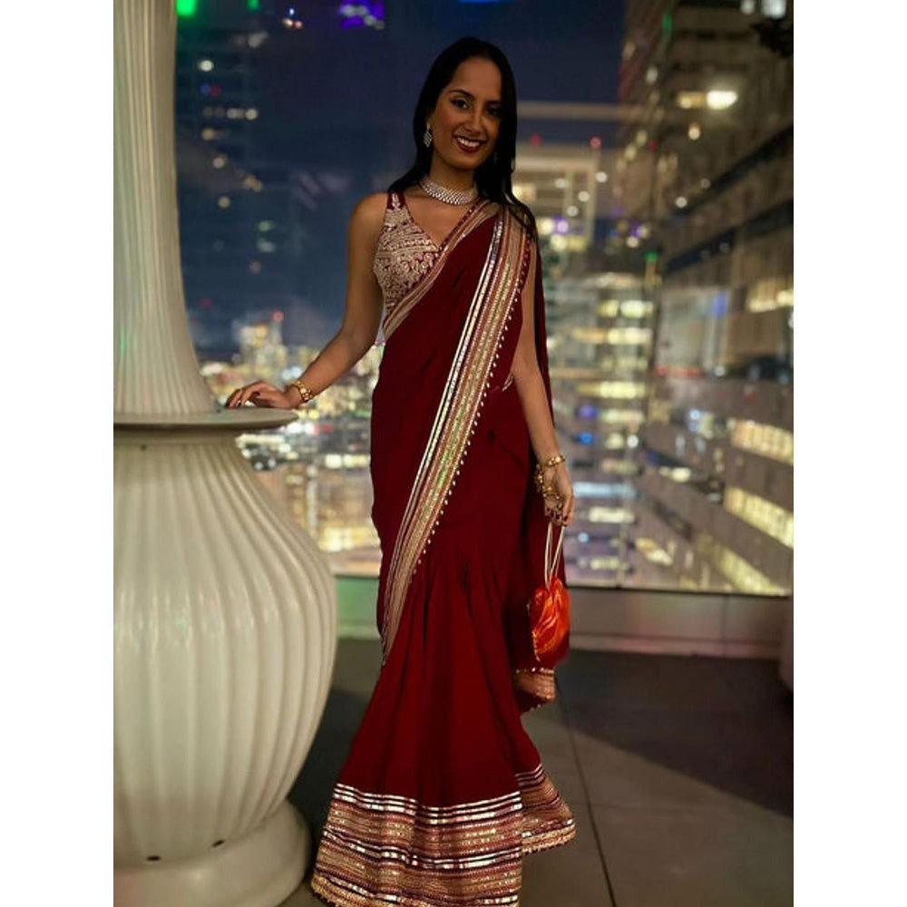 Gopi Vaid Golconda Kuban Saree with Stitched Blouse