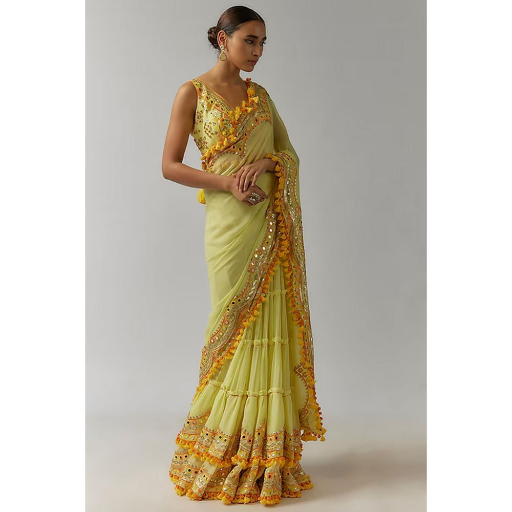 Gopi Vaid Deehar Saree with Stitched Blouse