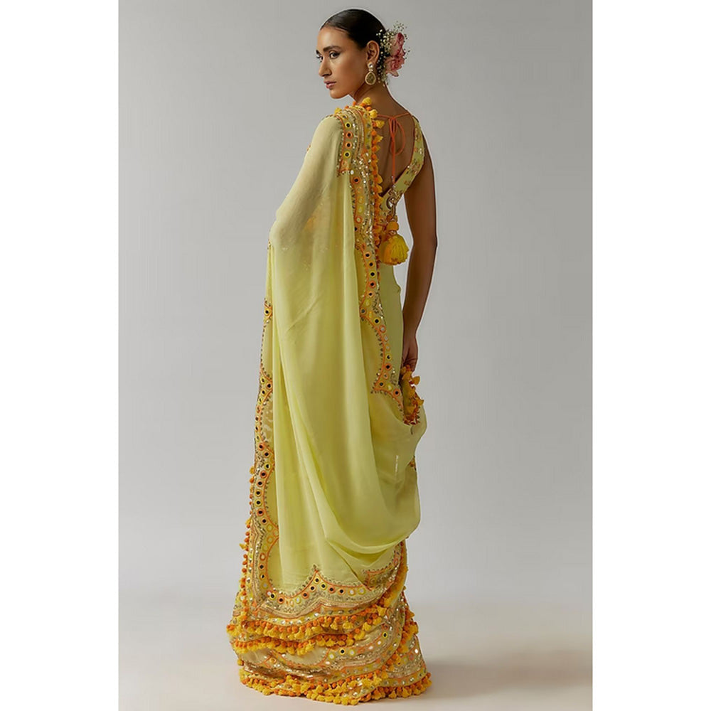 Gopi Vaid Deehar Saree with Stitched Blouse