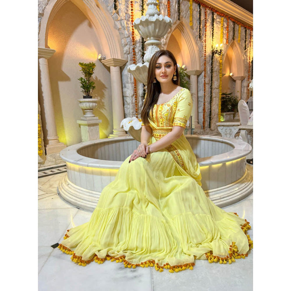 Gopi Vaid Shefali Jariwala In Saree with Stitched Blouse Gown