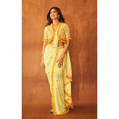 Gopi Vaid Shilpa Shetty Saree with Stitched Blouse and Bandi Jacket